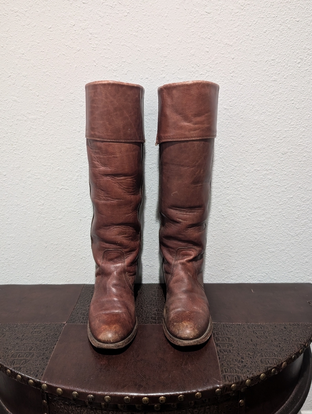 Vintage 80s FRYE Made in USA Tall Leather Campus Boots - Size 9B - Picture 8 of 13